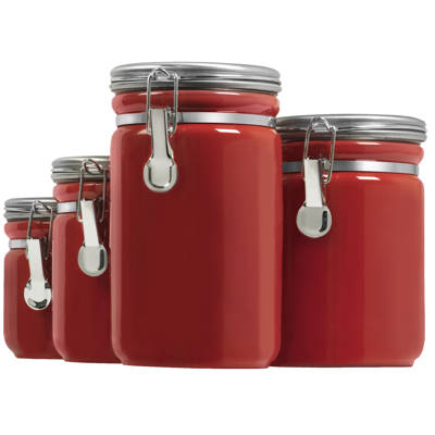Wayfair Basics 4 Piece Round Top Gl Kitchen 4 Piece Kitchen Canister Set