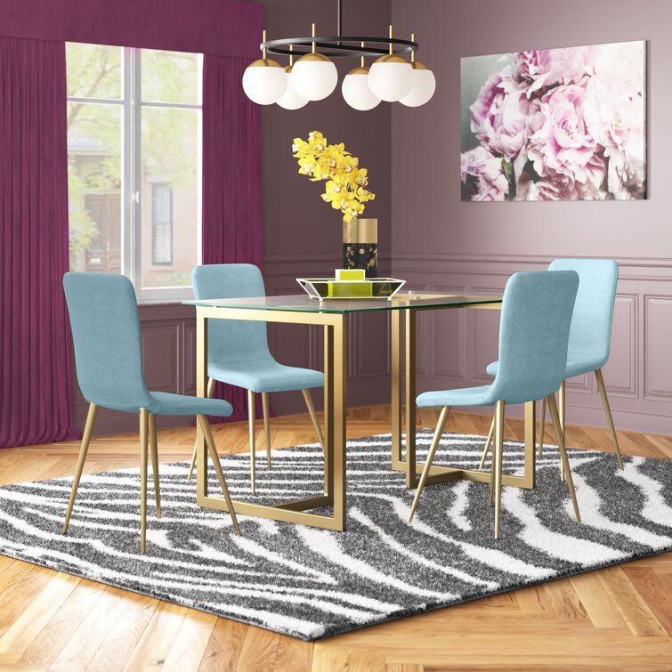 bram 5 piece dining set gold flamingo chair