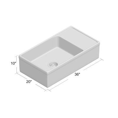 Cape 36 L X 20 W Farmhouse Kitchen Sink With Built In Drainboard
