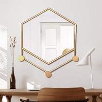 Vanity Wall Mirror Inspired Home Audriana Hexagon Accent Wall Mirror Frameless Round Silver Polished 42.9x42.9