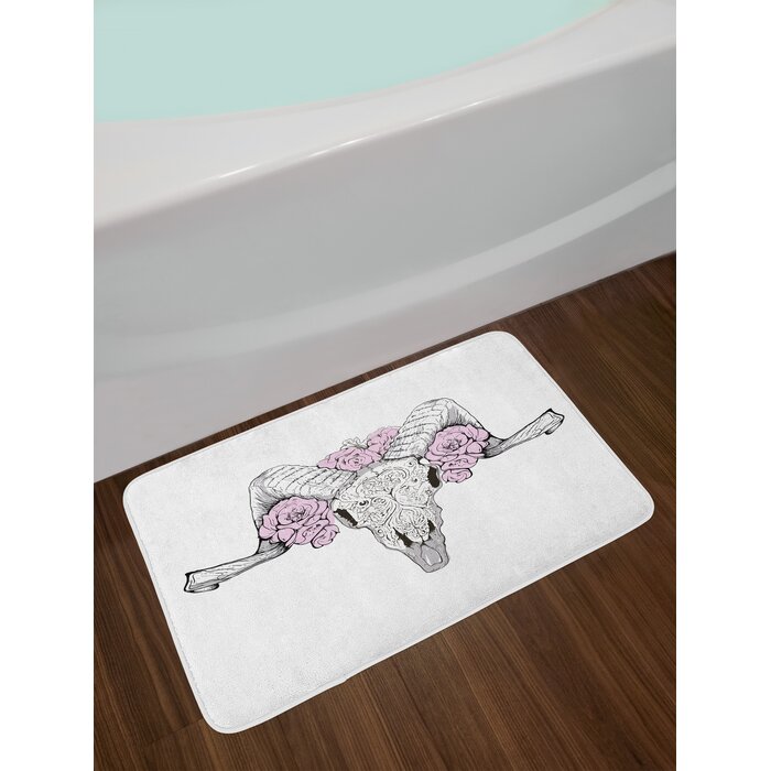 East Urban Home Bones Lilac Grey Skull Bath Rug Wayfair Ca