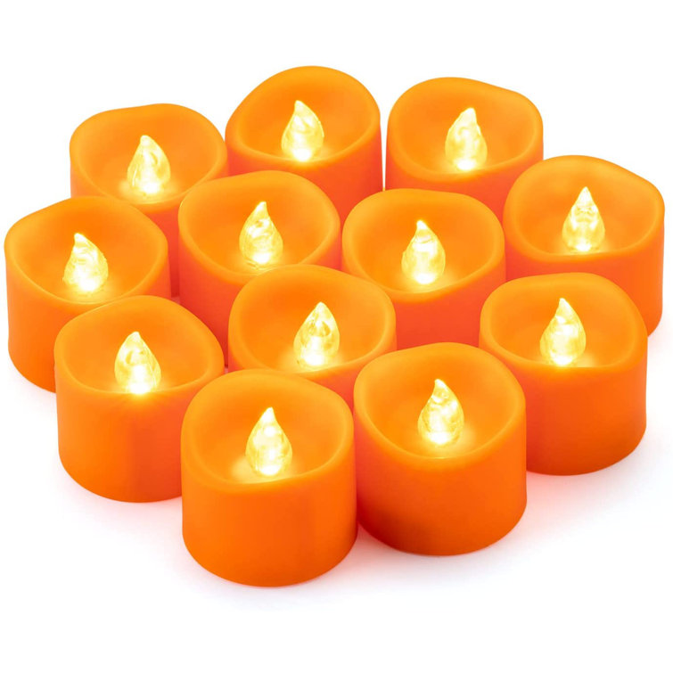 6 pcs Orange Flameless Flickering LED Candle Tea Light Home Decoration Supplies 