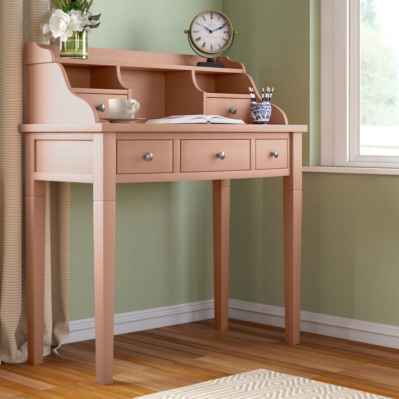 Beachcrest Home Sadie Reversible Solid Wood Secretary Desk With