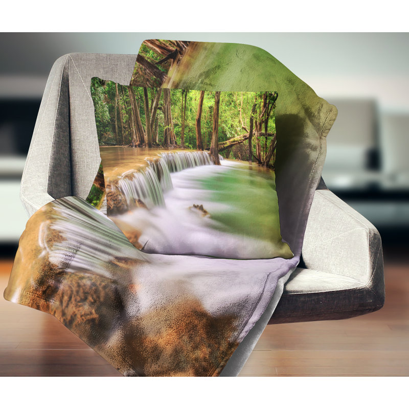 East Urban Home Photography Secodn Level Erawan Waterfall Pillow Wayfair