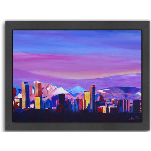 East Urban Home Denver Colorado Sunset Mood With Mountains Framed