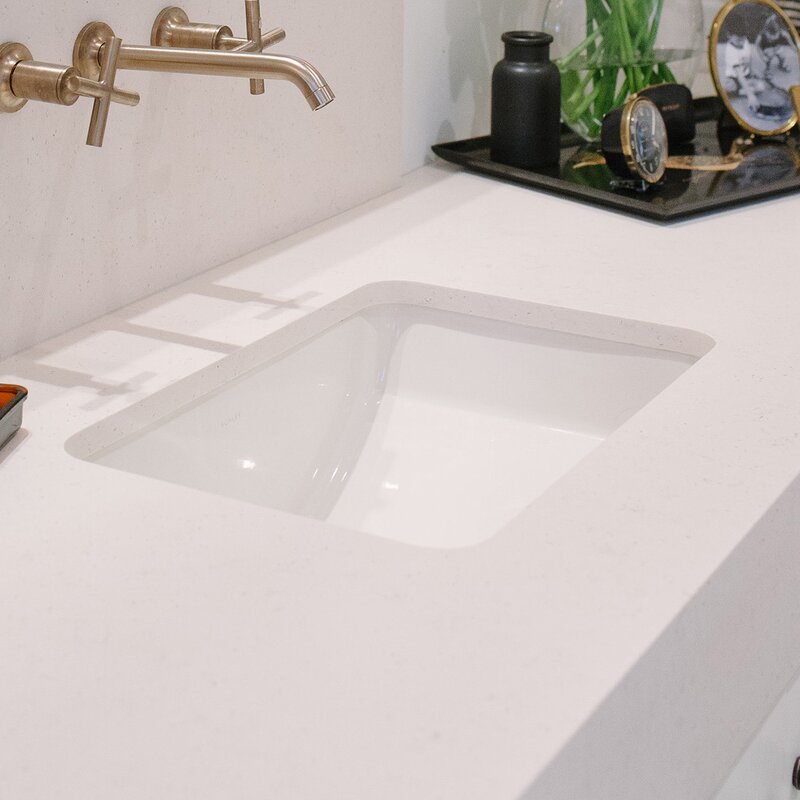 Ladena Ceramic Rectangular Undermount Bathroom Sink with Overflow