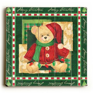 Teddy Bear in Sweater Graphic Art Plaque