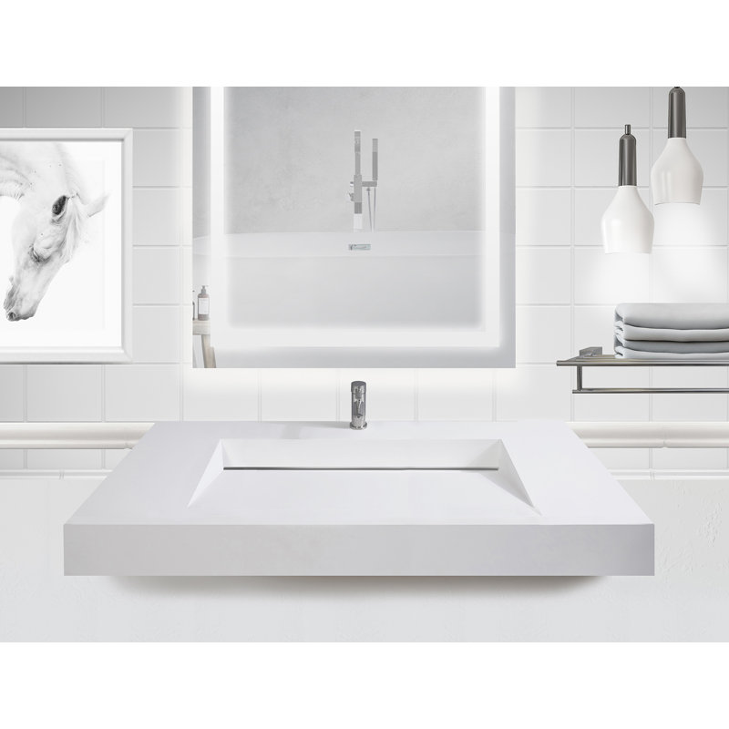 Orren Ellis Boyter Stone Rectangular Wall Mount Bathroom Sink 48 L X 19 W Wayfair