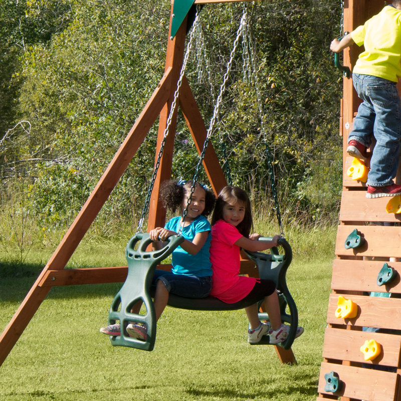 PLAYBERG Plastic Double Glider Playground 2 Person Swing Green