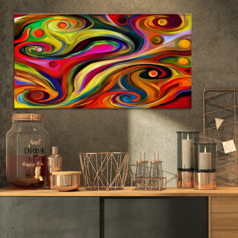 Wrapped Contemporary Colorful Wall Canvas Graphic Art