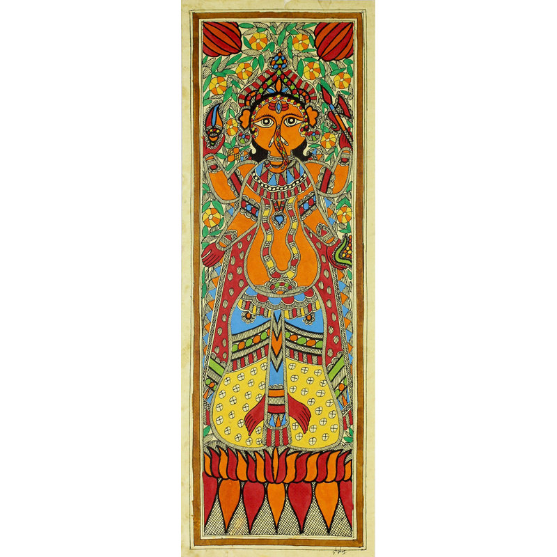Bloomsbury Market Happy Ganesha Ii Acrylic Painting Print On