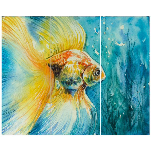 East Urban Home Goldfish In Water Oil Painting Print Multi Piece