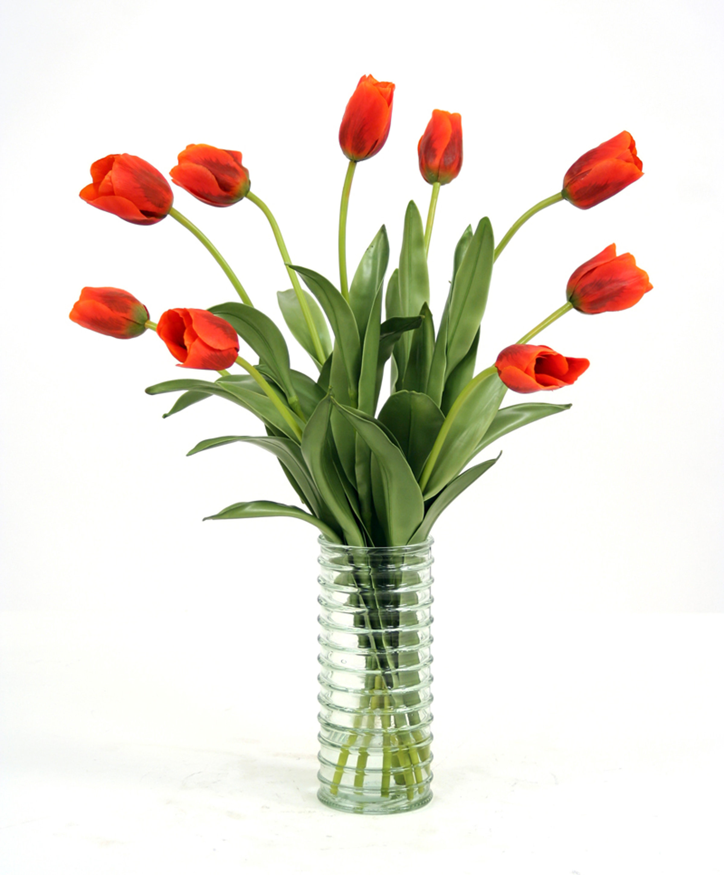Cute Silk Flower arrangement in Wooden Pot red tulips artificial/silk flowers 