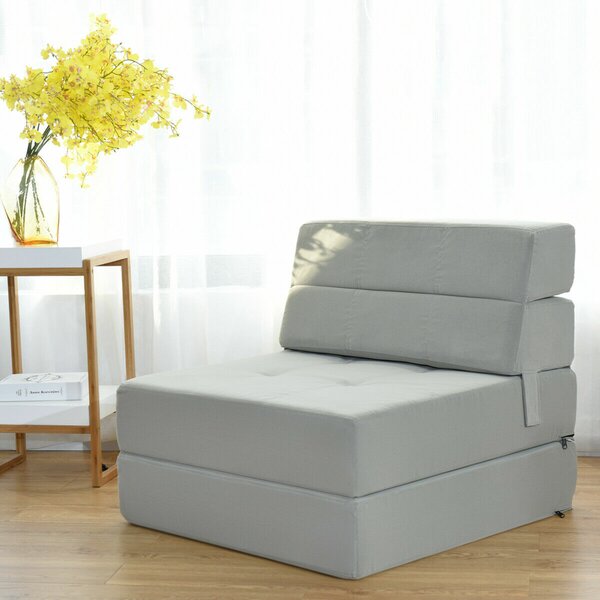 Aqua 100% Cotton Fold Out Single Z Bed Cube Guest Futon Chair Bed Budget Studio 