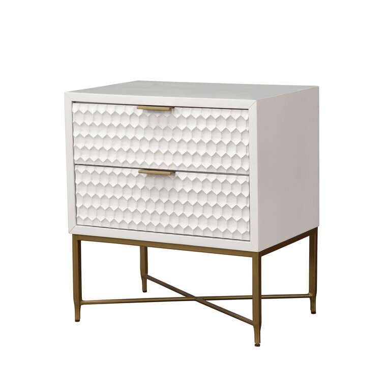 francesca 2 drawer nightstand white