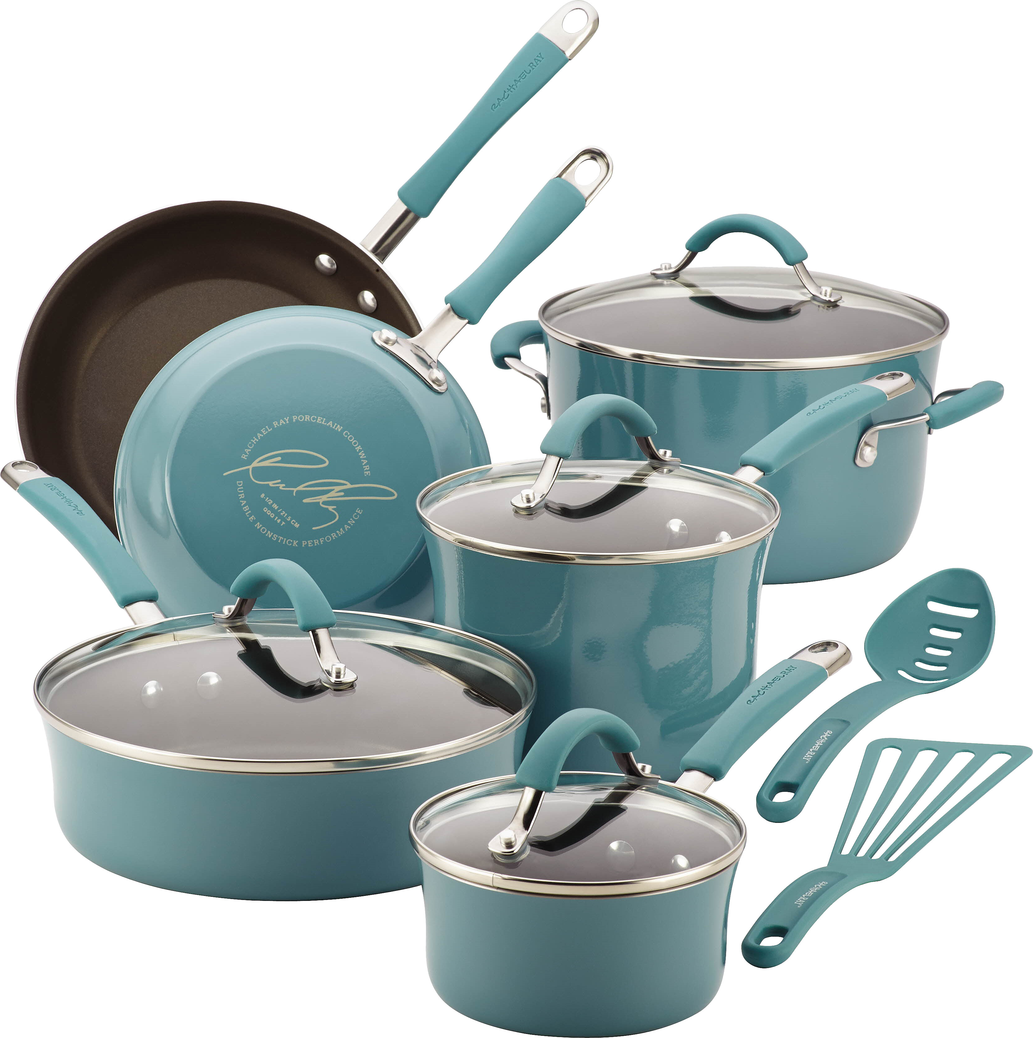 Sea Salt Gray *Brand New* Rachael Ray Cucina 12 Piece Nonstick Cookware Set
