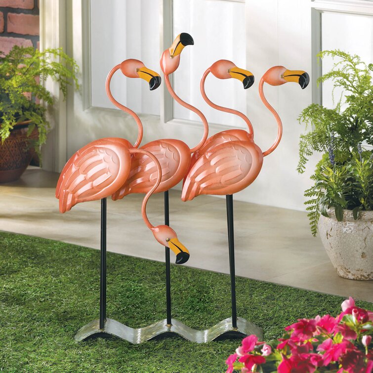 Metal Flamingo Statue Sculpture Garden Bird Yard Art Decor Lawn Home Outdoor NEW
