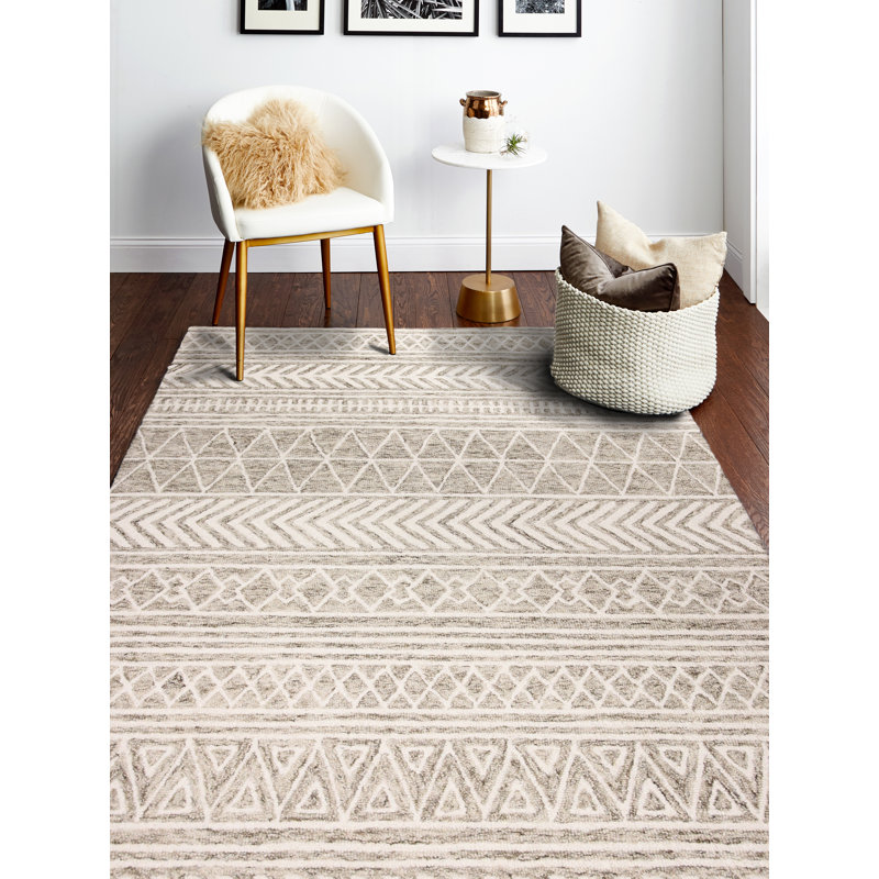 Foundry Select Shankle Geometric Handmade Tufted Wool Beige Area Rug Reviews Wayfair