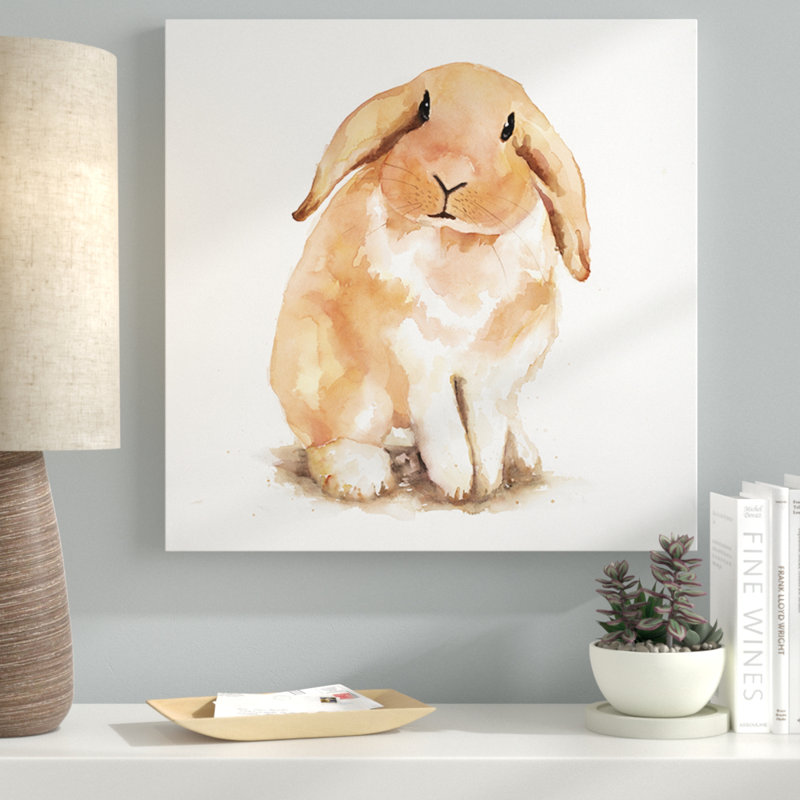 Ebern Designs Fuzzy Lop Rabbit Oil Painting Print On Wrapped