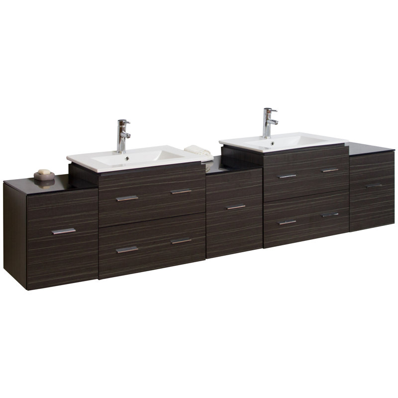 Orren Ellis Helvic 90 Double Modern Wall Mount Bathroom Vanity Set Wayfair