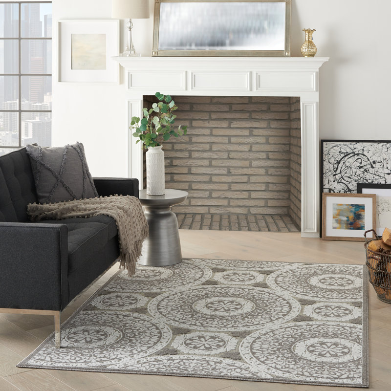 Charlton Home Grice Power Loom Taupe White Indoor Outdoor Use Rug Reviews Wayfair