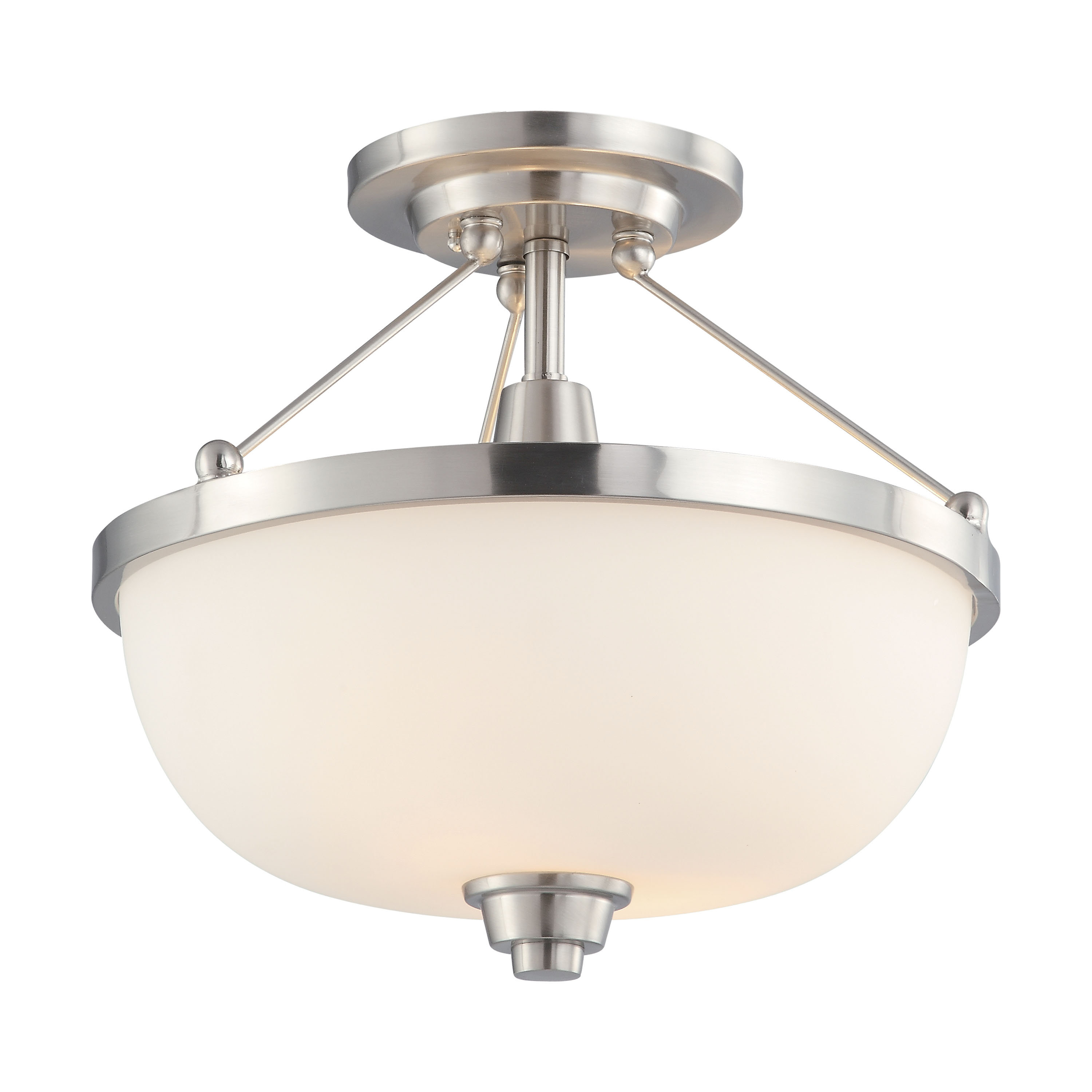 Winston Porter 2 Light Semi-Flush Fixture with Satin White Glass ...