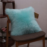 aqua fur pillow