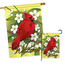 NEW LG EVERGREEN DOUBLE SIDED FLAG CHRISTMAS CARDINAL RED BIRD PEACE 29 X 43 