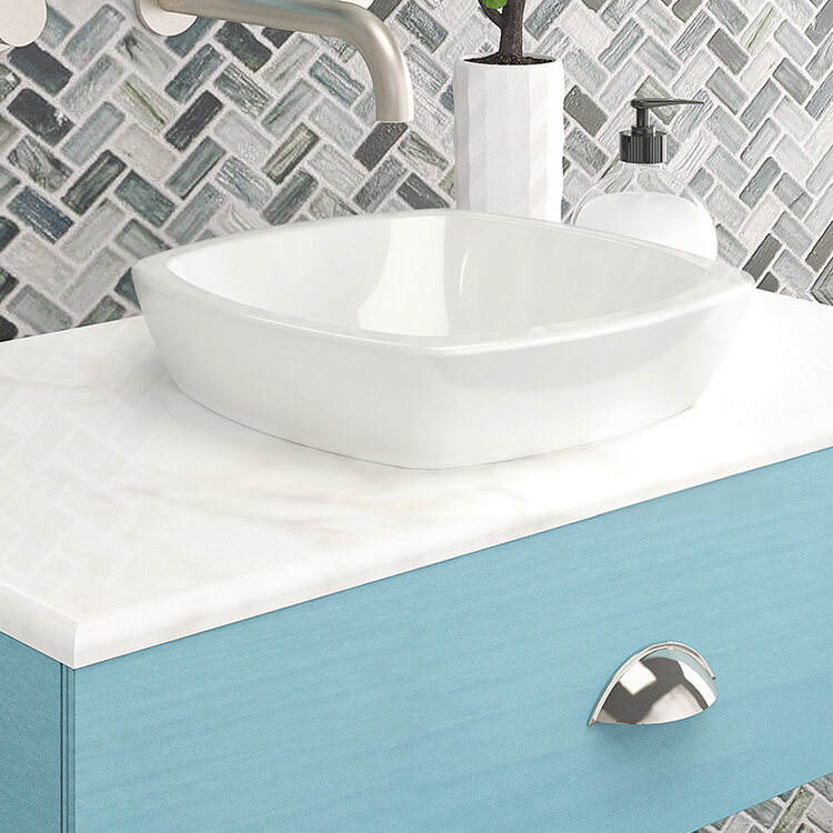 Classically Redefined Vitreous China Square Vessel Bathroom Sink