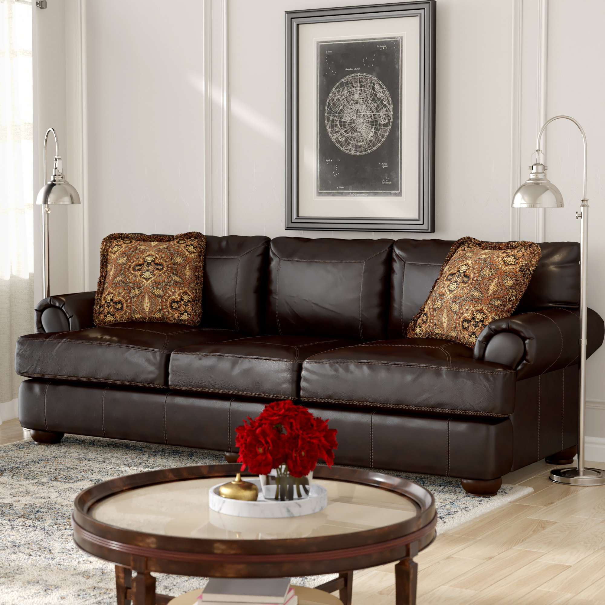 Fleur De Lis Living Stewartsville Leather 100 Recessed Sofa