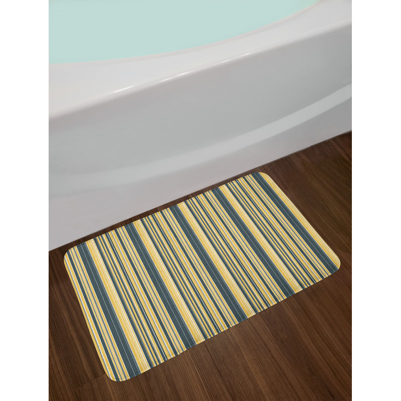 Door Mat Rug Carpet Bathroom Bath Mats Non Slip Retro Wooden Floor Blue Yellow