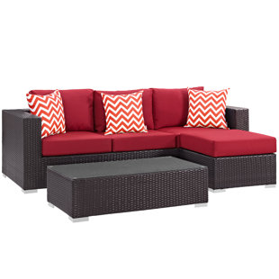 Brentwood 3 Piece Rattan Sectional Set with Cushions