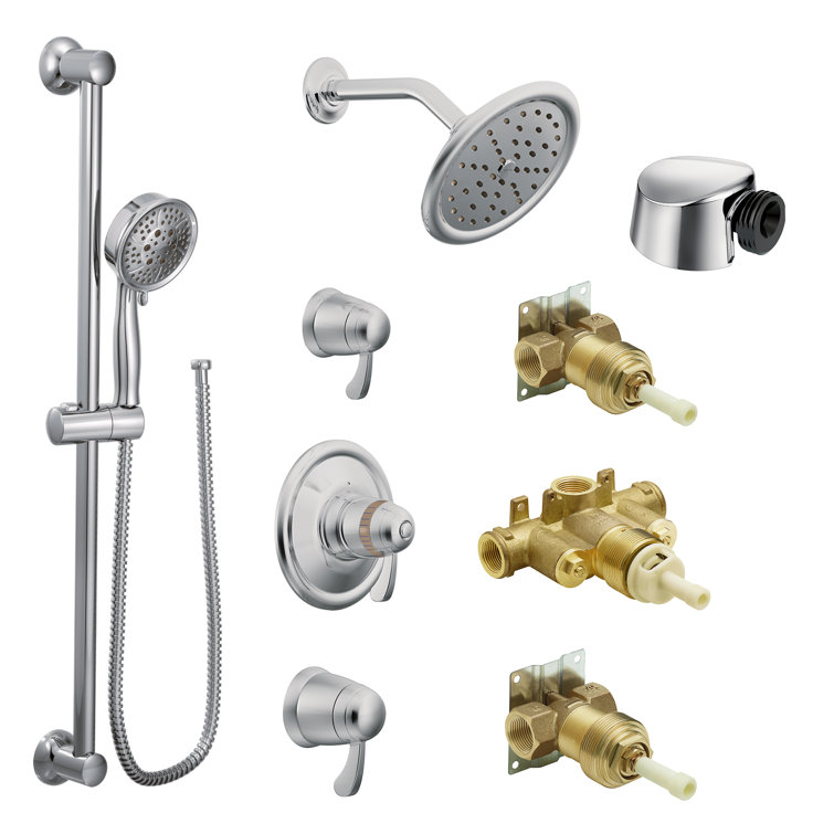 Moen Exacttemp Thermostatic And Volume Control Complete Shower System With Rough In Valve Wayfair