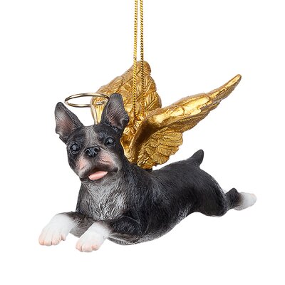 Design Toscano Boston Terrier Dog Angel Hanging Figurine