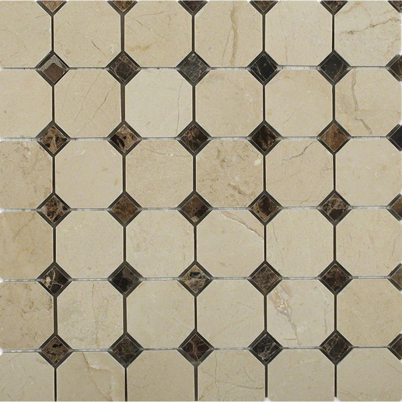 Ivy Hill Tile Octagon With Dot Squares Random Sized Marble Mosaic