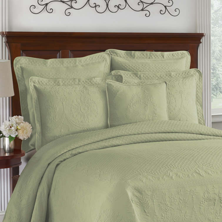 King Charles Matelasse-Tagesdecke – 100% Baumwolle, Blumenmuster, Full/Queen (ca. 244x229 Cm), Stonewashed, Atmungsaktiv