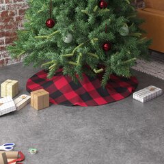 Christmas Medium Dark Grey/White Buffalo Check Tree Skirt~24" Diameter~Country 