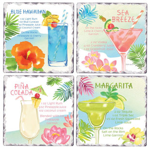 Beach Drink Coasters Wayfair Tumbled Tile Tropical Drinks Coaster