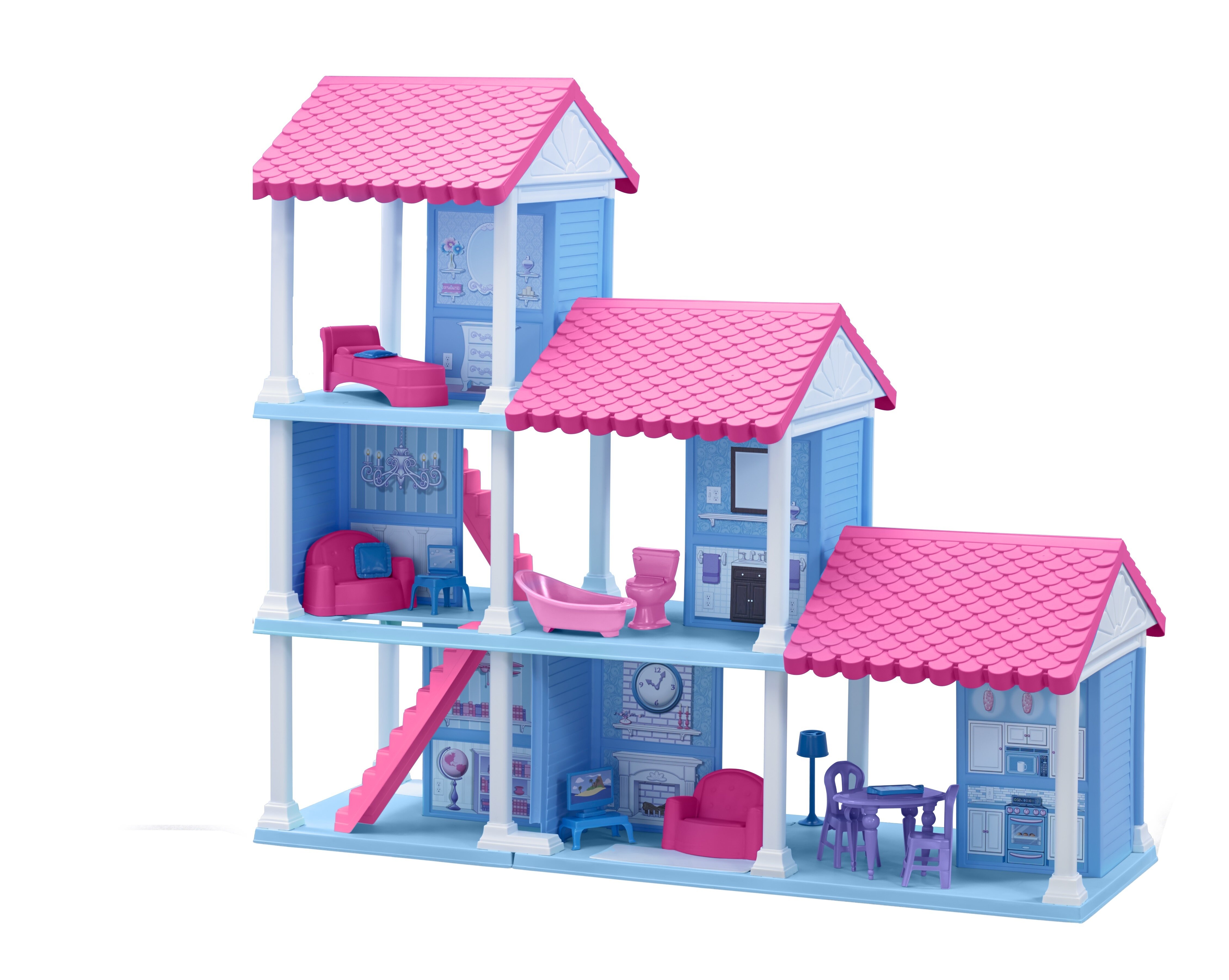 pink and blue dollhouse