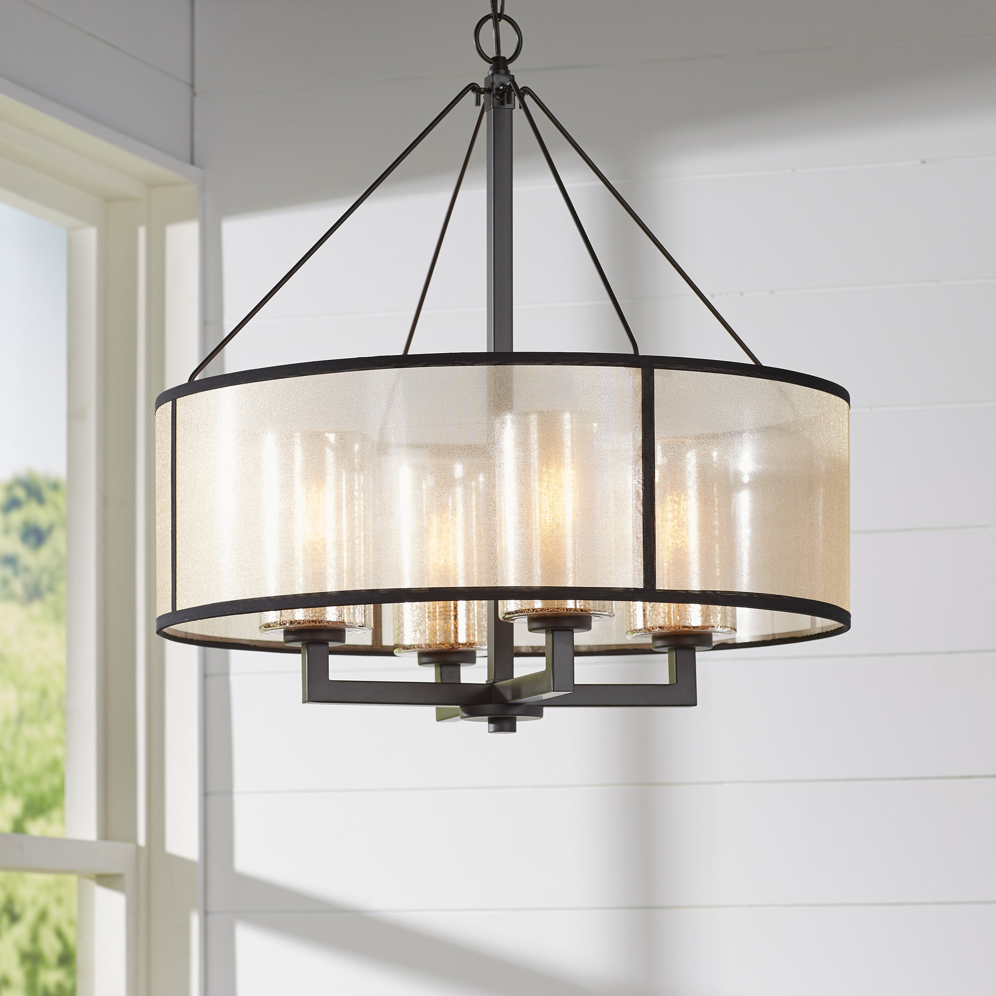 Brayden Studio Dailey 4 Light Statement Drum Chandelier Brayden Studio Dailey 4 Light