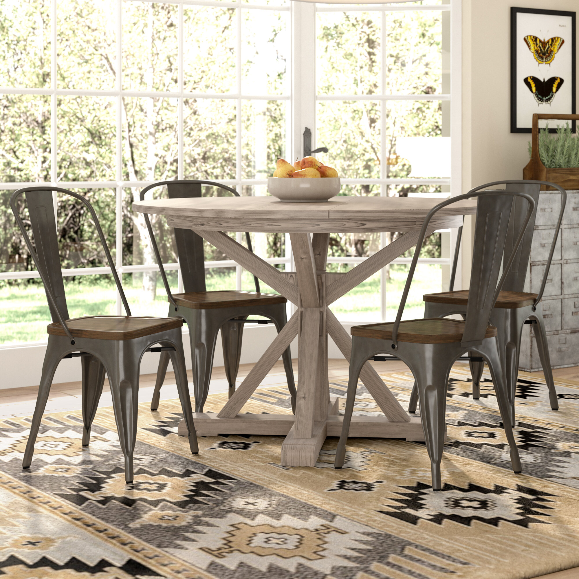 farm table metal chairs