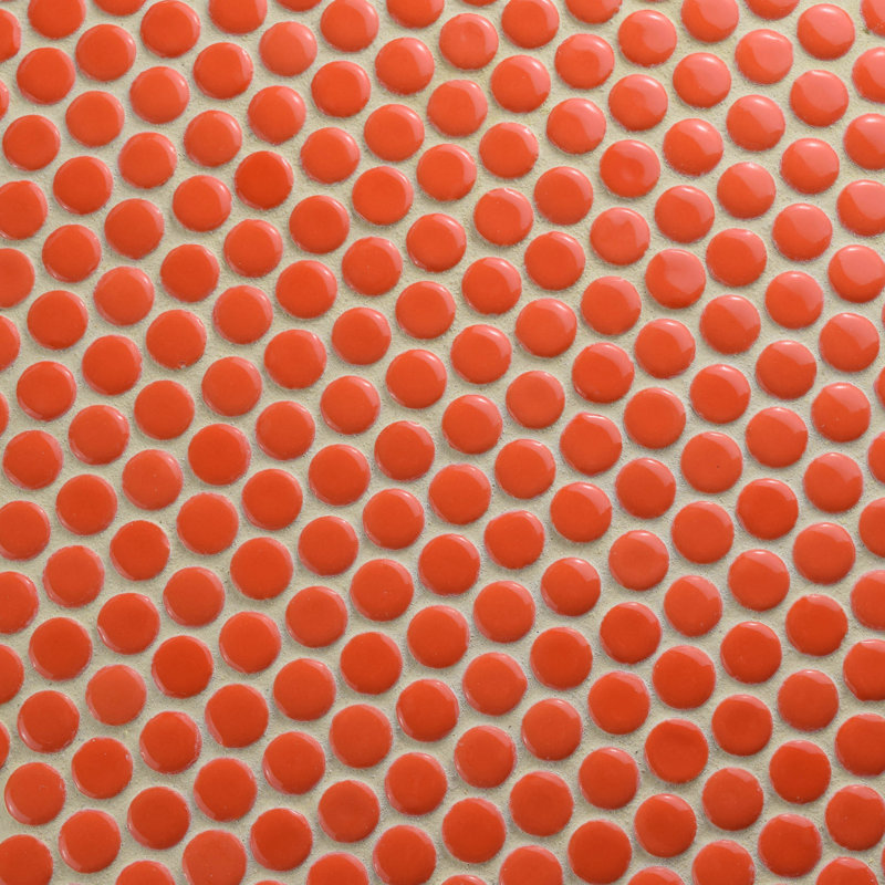 Elitetile Celestia Penny Round 0 6 X Porcelain Mosaic Tile In Celestia Penny Round 0 6 X Porcelain Mosaic Tile In Orange
