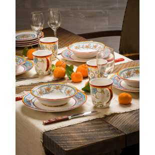 16 17 Dinnerware Sets You Ll Love Wayfair Duomo 16 Piece Dinnerware Set Service For 4