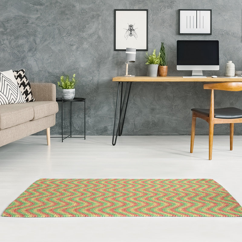 East Urban Home Wavy Stripes Dark Sea Green Yellow Area Rug Wayfair