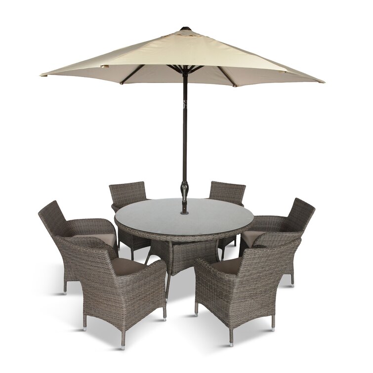 LG Outdoor 6-Sitzer Gartengarnitur Ohio mit Polster und Sonnenschirm |  Wayfair.de