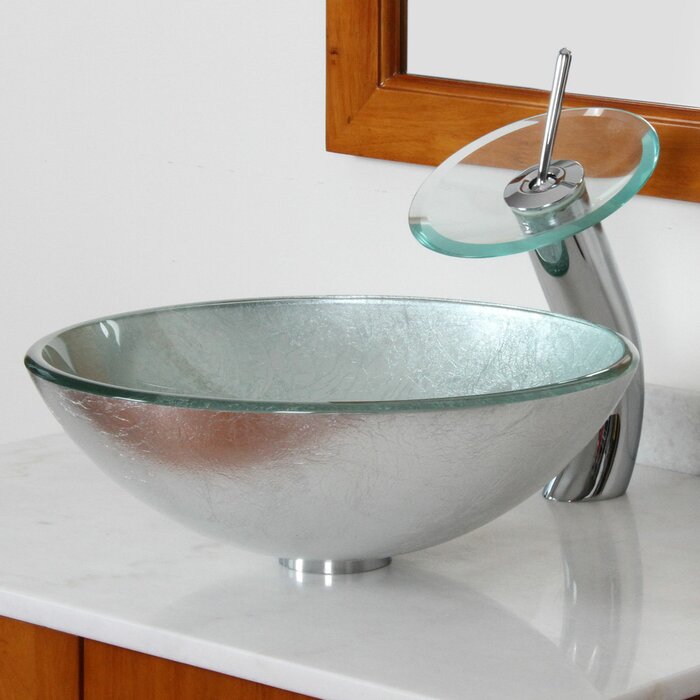 Elite Hand Painted Glass Circular Vessel Bathroom Sink & Reviews | Wayfair