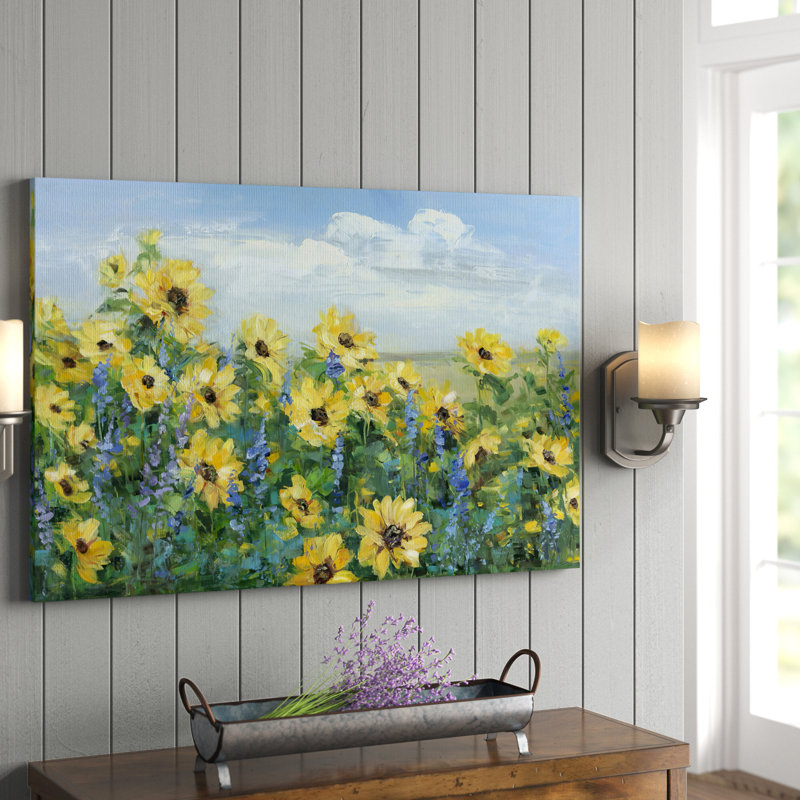 Sunflower Fields Forever - Wrapped Canvas Print Size: 24" H  x 36" W x 1" D