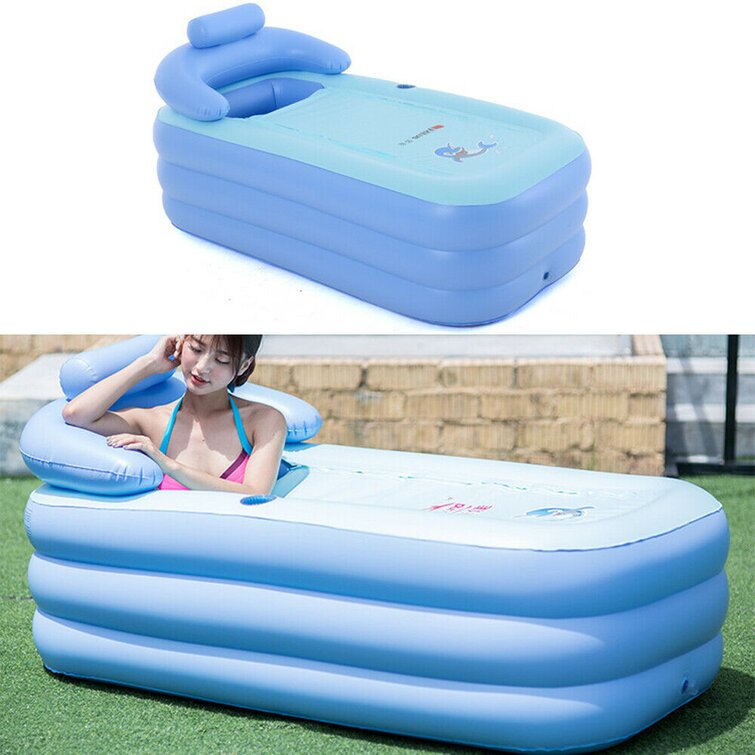 blue PVC Adult SPA Bathtub Inflatable Bath Tub Warm Durable 160cm for Home Spa Relaxing Portable Inflatable Bathtub