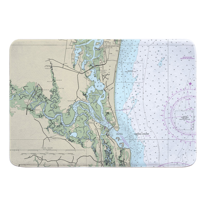 Breakwater Bay Nautical Chart Amelia Island Talbot Island Atlantic Beach Fl Rectangle Memory Foam Non Slip Bath Rug Wayfair
