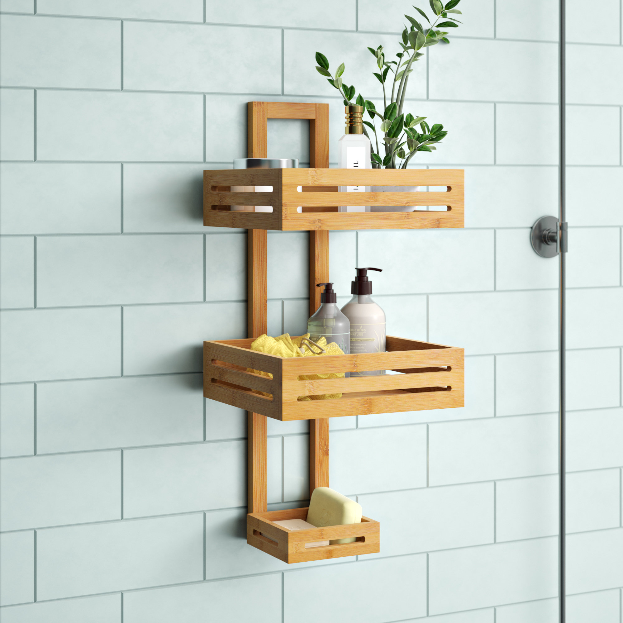 Millwood Pines Thacker Bamboo Shower Caddy Reviews Wayfair